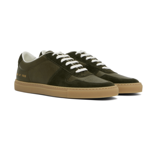 Common Projects BBall Suede-Trimmed Leather Sneakers